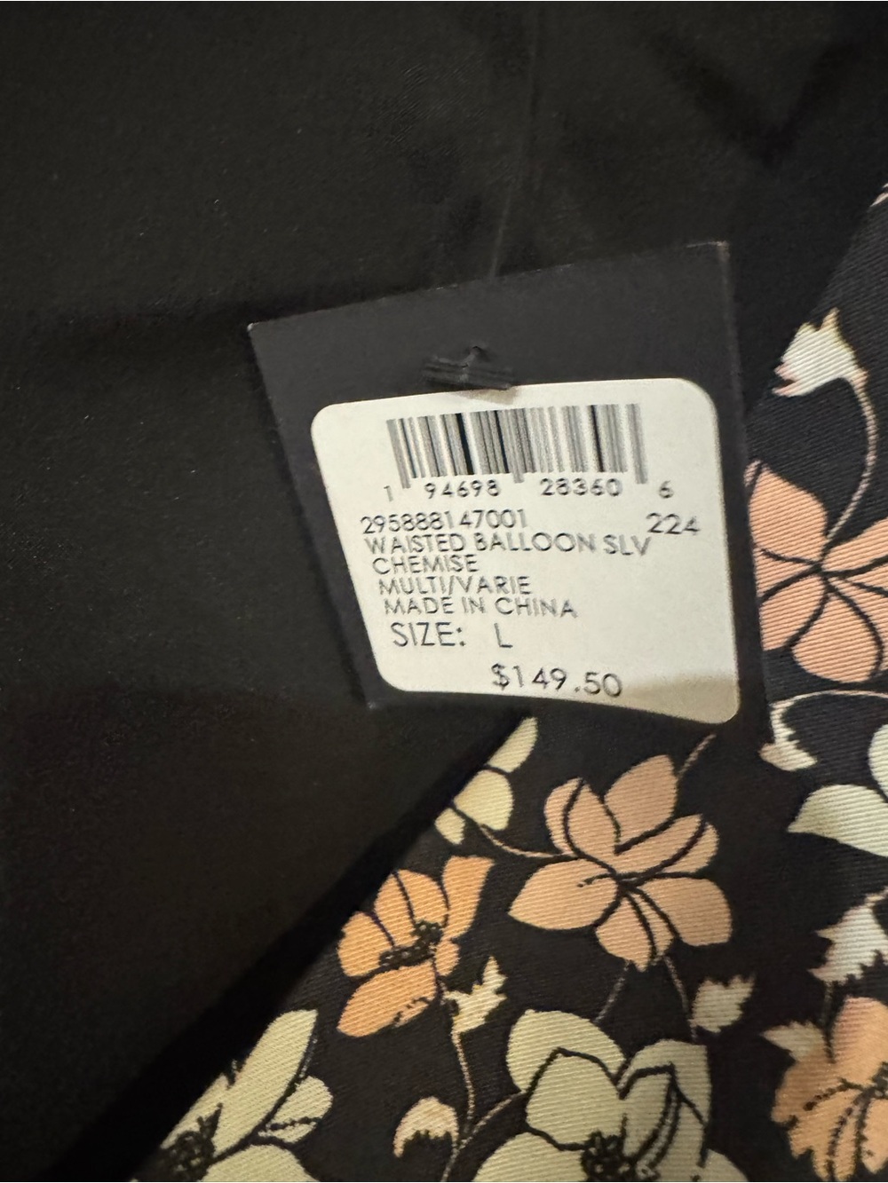 NWT Club Monaco Floral Waisted Balloon Sleeve Peplum Blouse Large - Picture 7 of 8